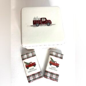 POTTER’S STUDIO CERAMIC CONTAINER & CHRISTMAS HANKIES